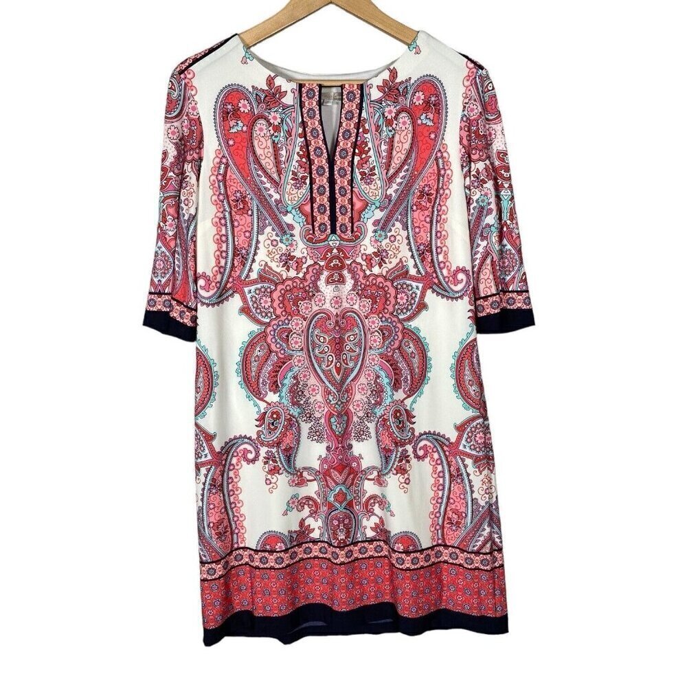 Dress Barn Camryn Dress 10P Slinky Stretch Floral Paisley Vacation Travel